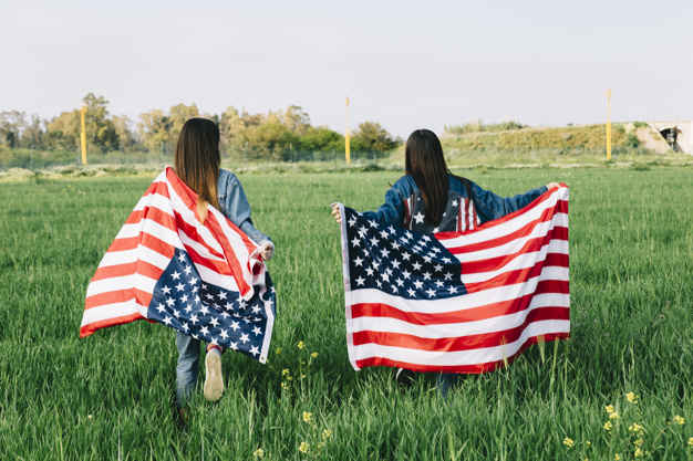 people,party,summer,independence day,cute,grass,celebration,happy,stars,colorful,holiday,friends,running,park,group,vacation,flags,usa,freedom,female