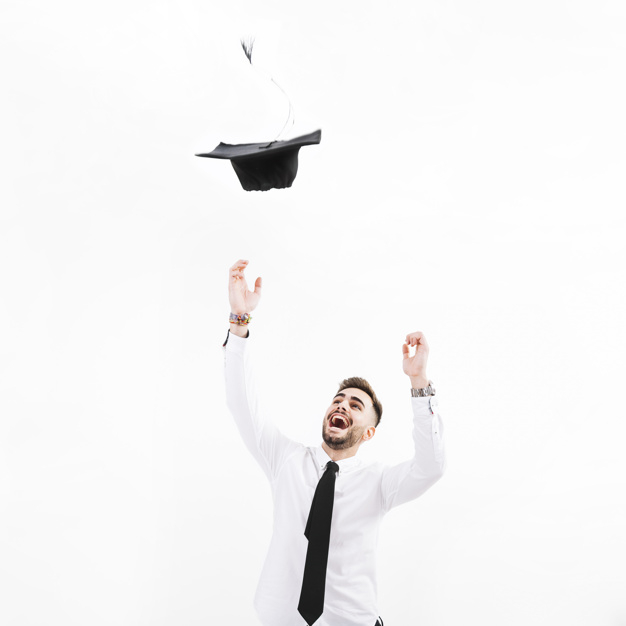 throw up,graduating,throwing,joyful,mortarboard,throw,grad,outfit,confident,cheerful,bachelor,smiling,master,degree,ceremony,successful,academic,joy,graduation hat,male,positive,university student,graduation cap,up,lifestyle,portrait,achievement,background white,young,graduate,youth,college,studio,cap,university,hat,success,person,white,happy,white background,smile,celebration,graduation,student,man,education,certificate,background
