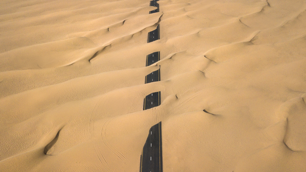 arid,bird&#39;s eye view,desert,drone,drone footage,drone shot,dry,dune,from above,road,sand,Free Stock Photo