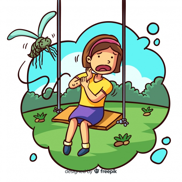 background,cartoon,boy,park,fly,cartoon background,field,insect,mosquito,swing,bug,bite,disease,worried,buzz,scare,weal,stinging
