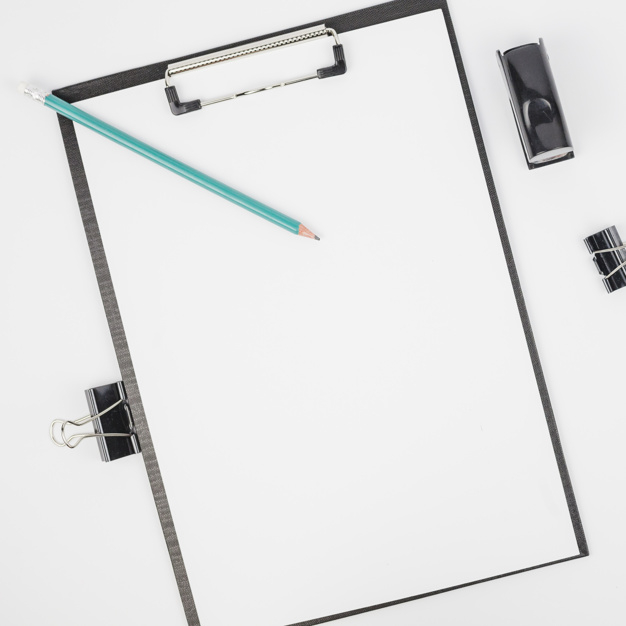 clamp,clipboard,concept,top view,top,view,professional,modern,company,success,job,corporate,pencil,office,business