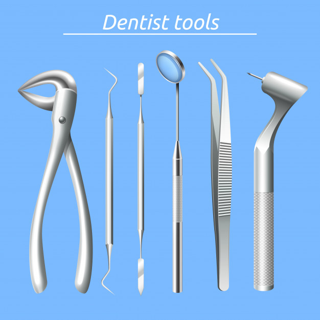 Dentist Tools And Dentistry Instruments Icon Set Stock