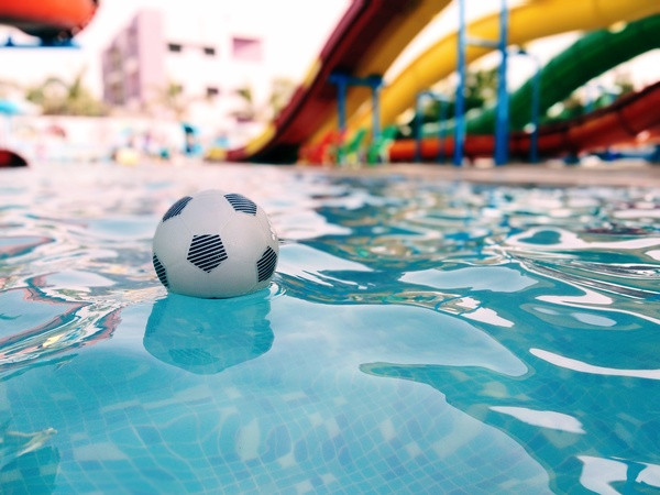 ball,dug-out pool,pool,slides,swimming pool,Free Stock Photo