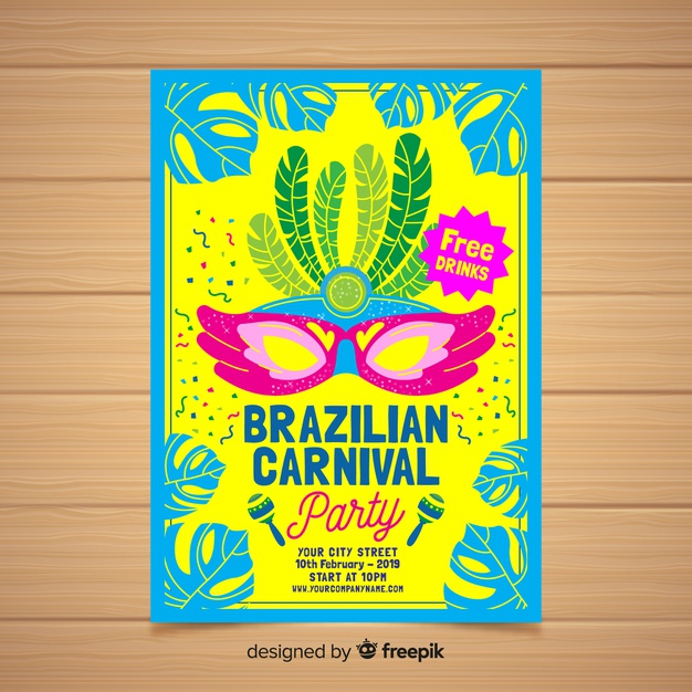 Free Colorful Brazilian Carnival Party Poster template