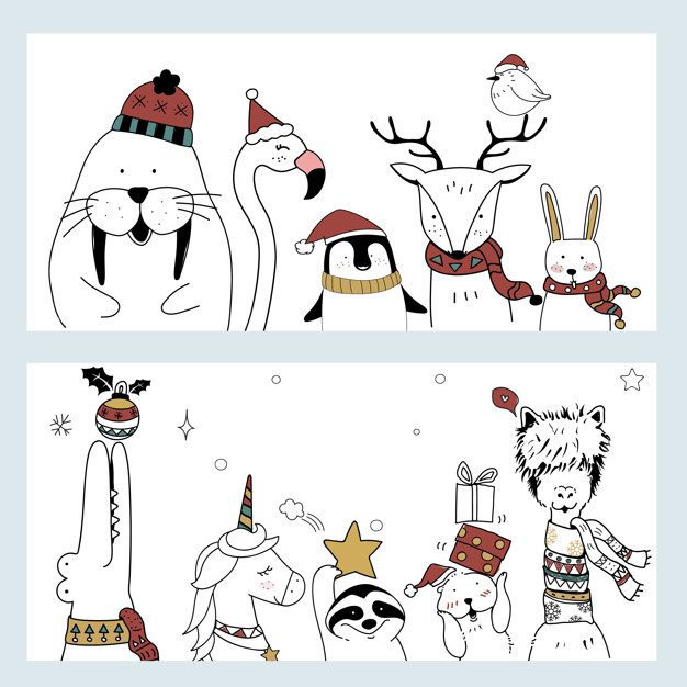 banner,christmas,animal,christmas banner,deer,rabbit,flamingo,christmas deer,crocodile,pinguin