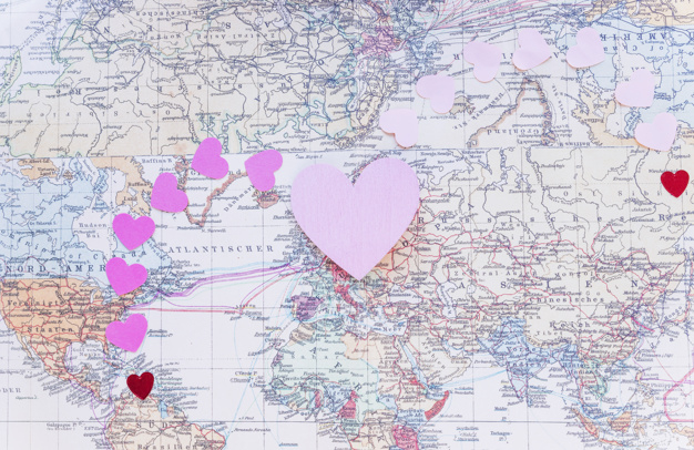 heart,card,love,paper,light,map,table,pink,world map,world,idea,art,color,celebration,valentines day,holiday,white,shape,location,decoration