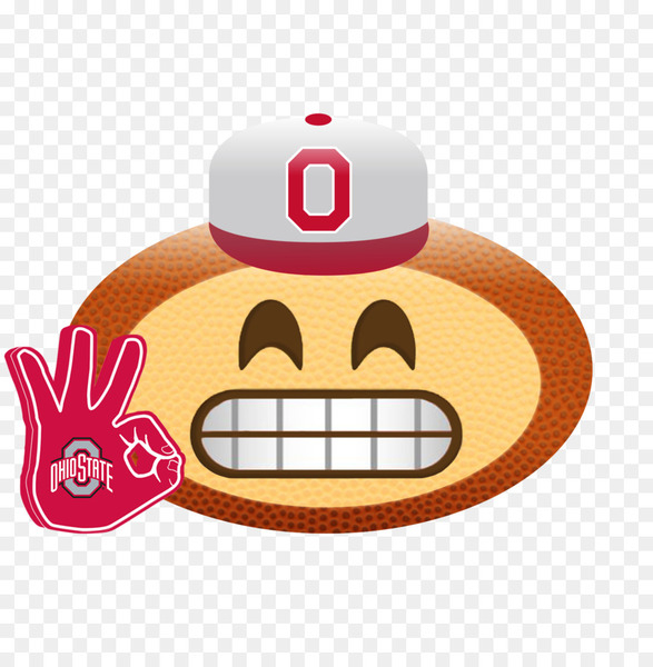 emoji,emoticon,smiley,smile,ohio state university,sticker,ohio state buckeyes football,brutus buckeye,apple color emoji,iphone,ohio buckeye,smirk,whatsapp,cap,material,headgear,hat,png