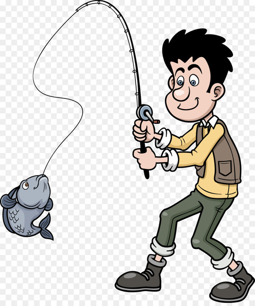 Royalty Free Clipart Image of a Little Boy With a Fishing Pole