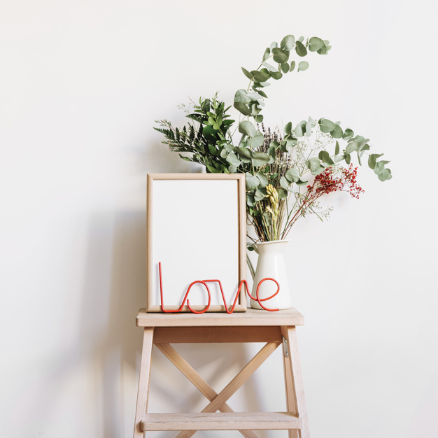 stool,composition,whiteboard,wood frame,decor,deco,letters,wooden,decorative,chair,natural,flower frame,decoration,plant,floral frame,home,love,floral,frame,flower