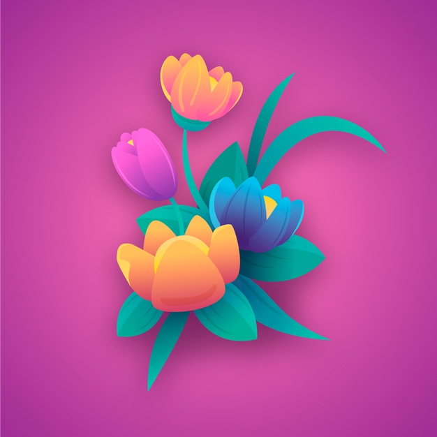 Free: 2d gradient paper style flowers Free Vector 