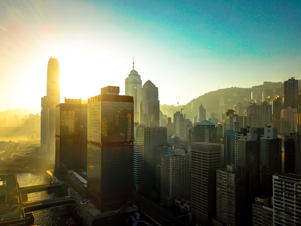 HongKong,sun,city,amazing,drone,travel,architecture,building,home,blue,sky,sunset,dusk,dawn,business