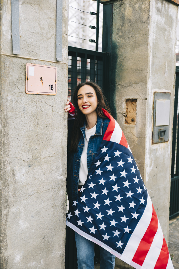 city,summer,independence day,red,flag,cute,celebration,happy,stars,wall,colorful,street,park,lady,usa,lipstick,traditional,freedom,female,young