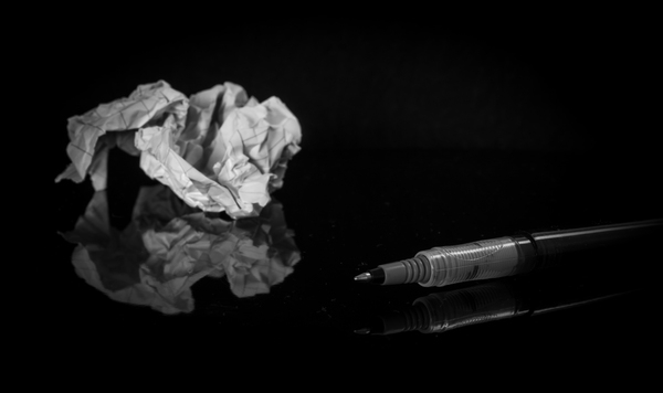 scratch,crumpled,paper,pen,black and white,reflection