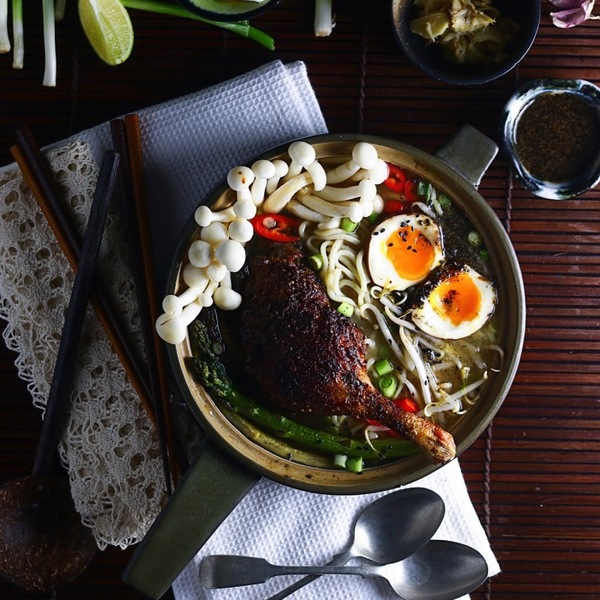 duck,japanese,noodles,ramen,recipe,soup,top view