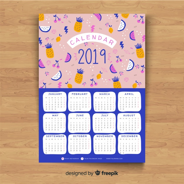 weeks,ready to print,weekly,monthly,organizer,ready,daily,annual,week,month,timetable,day,handdrawn,year,cherry,calendar 2019,date,planner,watermelon,print,schedule,plan,2019,pineapple,time,number,fruit,template,calendar,food