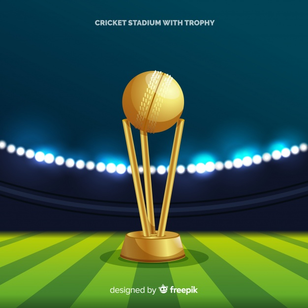Free: Cricket stadium background with golden cup 