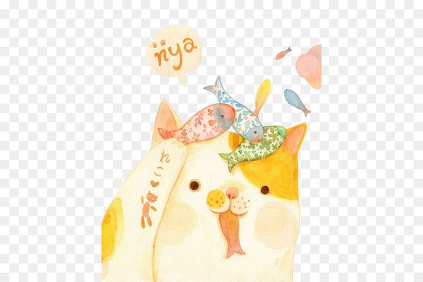 cat,kitten,watercolor painting,cuteness,fish,drawing,cartoon,animation,color,painting,giraffidae,stuffed toy,giraffe,orange,png