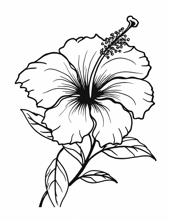 Botanical drawing with hibiscus flower. 19859223 PNG-saigonsouth.com.vn