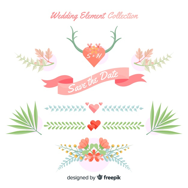wedding element,set,horn,collection,groom,love couple,wedding couple,engagement,element,romantic,marriage,hearts,plants,bride,flat,couple,leaves,love,invitation,ribbon,wedding invitation,wedding,flower