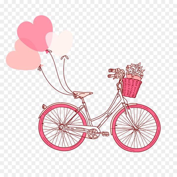 valentine s day,drawing,heart,illustrator,royaltyfree,download,encapsulated postscript,graphic designer,music download,pink,product,bicycle,love,bicycle wheel,pattern,vehicle,bicycle part,bicycle accessory,product design,design,illustration,hybrid bicycle,sports equipment,line,font,bicycle frame,png