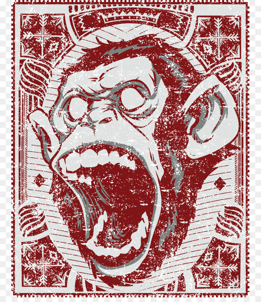chimpanzee,ape,primate,gorilla,evil monkey,monkey,drawing,anger,portrait,art,visual arts,postage stamp,poster,graphic design,printmaking,black and white,history,png
