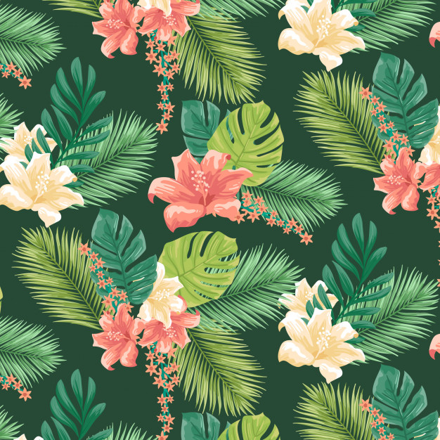 botanic,monstera,fancy,hibiscus,drawn,branches,leave,seamless,botanical,romantic,trip,island,hawaii,palm,flower background,elegant,tropical,colorful,leaves,cute,hand drawn,retro,pink,beach,nature,green,hand,floral,vintage,flower,pattern,background