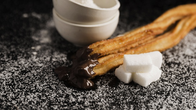 high view,calories,sugar cube,churros,fried,high,gastronomy,spanish,cuisine,cubes,view,snack,dish,sugar,nutrition,traditional,diet,dessert,sweet,cube,chocolate,food,christmas