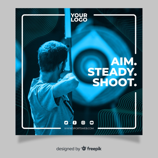 square banner,sporty,athletic,fit,lifestyle,training,exercise,healthy,target,square,sports,photo,bow,fitness,sport,template,arrow,banner