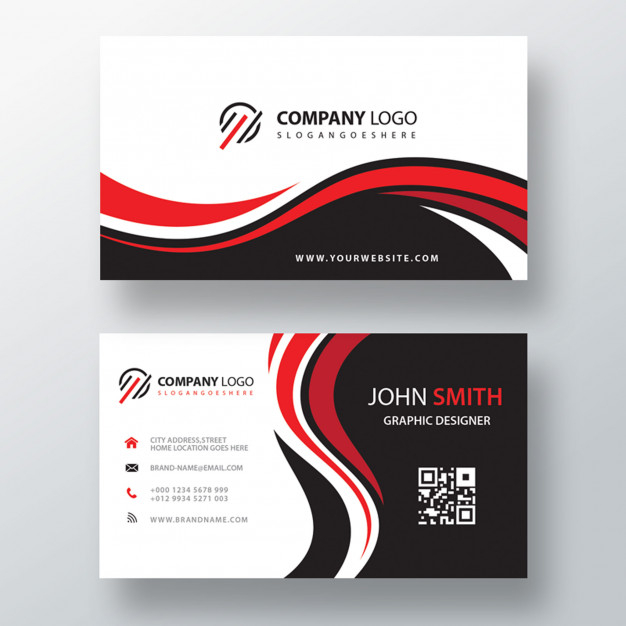 Free: Wavy red and black corporate card Free Psd 