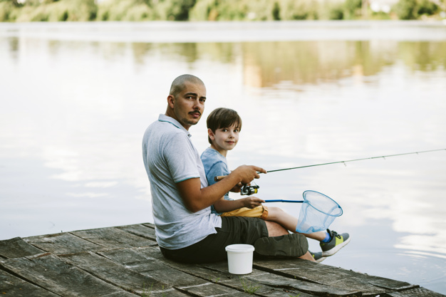people,water,wood,man,nature,sport,fish,kid,child,person,boy,hat,children day,fishing,father,fathers day,river