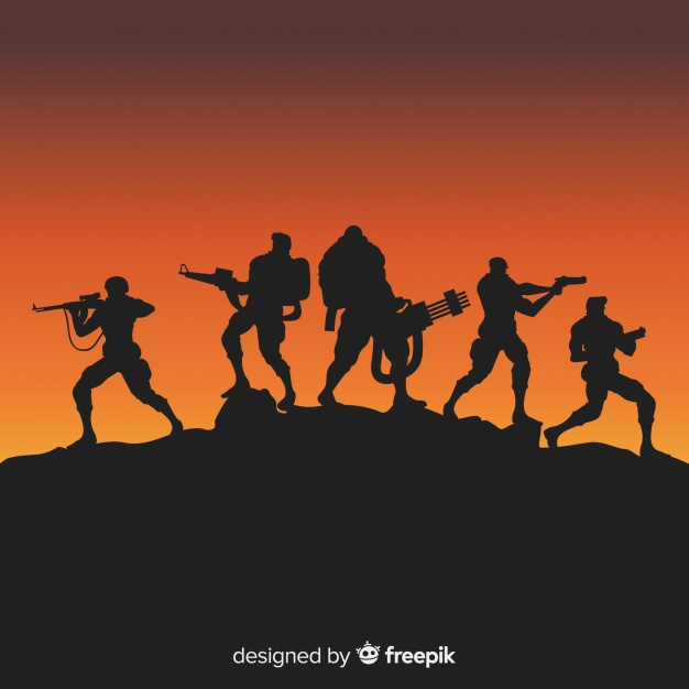 Free: War background with silhouettes of soldiers 