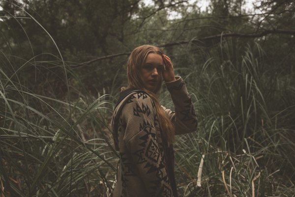 woman,fashion,woods,blonde,hair,forest,girl,grass,outdoors,person,people,trees