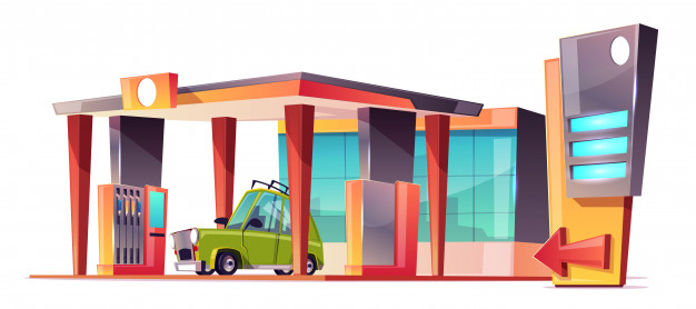 Free: Cartoon gas station 