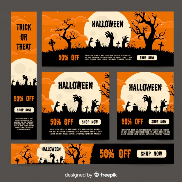 banner,tree,party,design,halloween,hand,banners,celebration,moon,web,holiday,web design,flat,night,web banner,flat design,banner design,walking,zombie