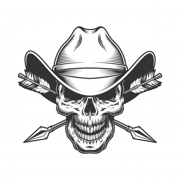 Skull with Cowboy Hat Accessories 13280318 Vector Art at Vecteezy