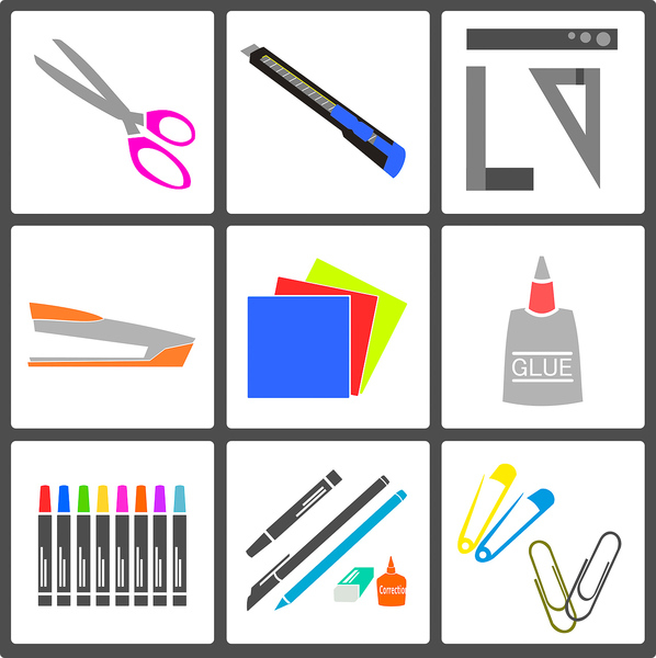 illustration,office,design,flat,supplies,icon,set,web,symbol,sign,internet,button,icons,buttons,design,graphic,website,shiny,glossy,element,push,collection,color,information