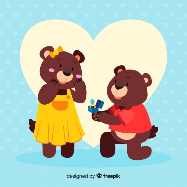 Free: Lovely marriage proposal with cartoon style 