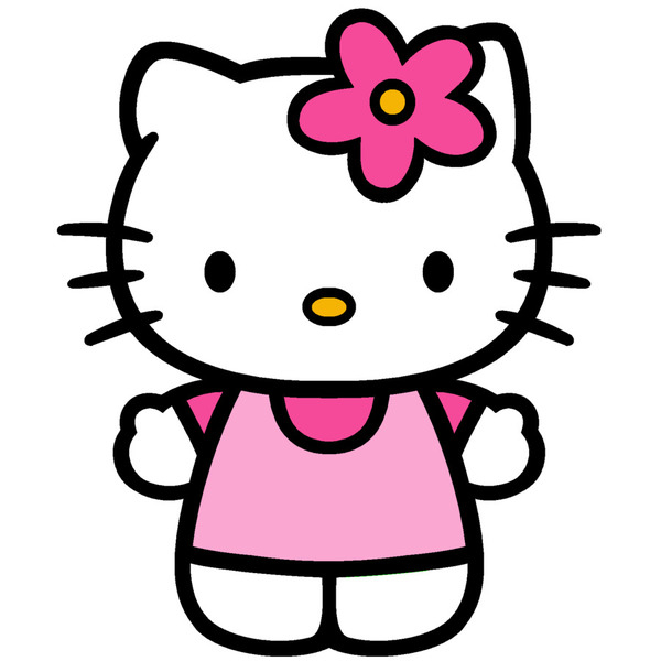 hello kitty,character,graphic design,drawing,logo,sanrio,pink,flower,smile,white,line,png