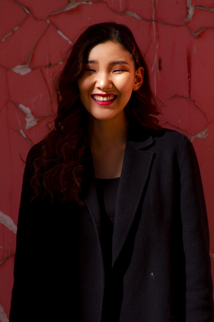 black coat,blazer,brunette,facial expression,fashion,female,happy,looking,outfit,photo session,photo shoot,smile,smiling,standing,style,wear,woman