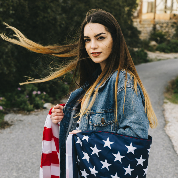city,camera,fashion,independence day,hair,flag,cute,face,smile,garden,stars,square,person,modern,park,symbol,model,lady,usa,jeans