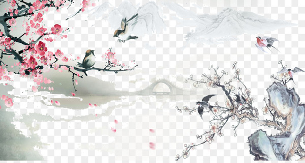 chinoiserie,shan shui,ink wash painting,download,gongbi,poster,art,peach,mural,birdandflower painting,plant,flower,winter,blossom,petal,tree,graphic design,computer wallpaper,branch,cherry blossom,png