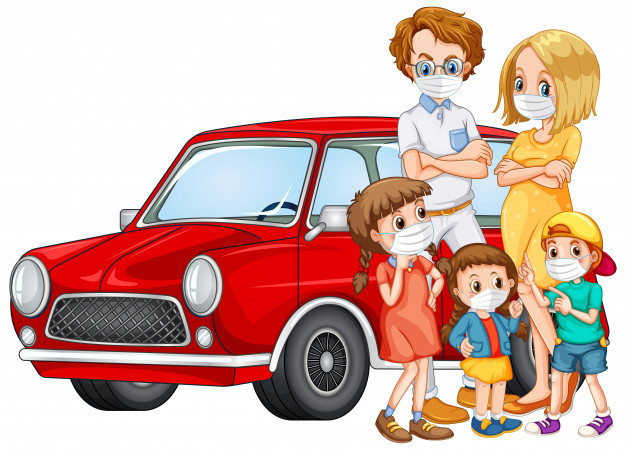 covid,prevent,wear,wheels,automobile,virus,vehicle,father,mask,child,kid,cartoon,family,kids,car