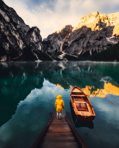 android wallpaper,back view,boat,canoe,clouds,dock,idyllic,lake,mountains,nature,person,pier,reflection,scenic,standing,tranquil,water,Free Stock Photo