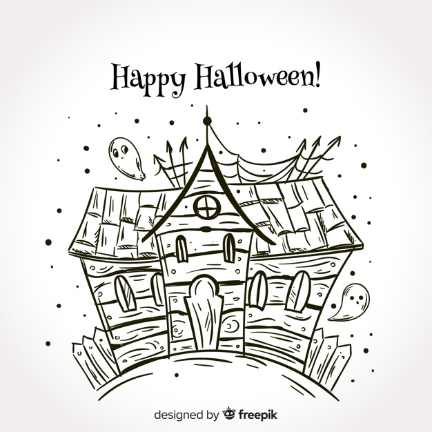Black and white vector sketch illustration of Horror House in the dark  forest 18928544 Vector Art at Vecteezy
