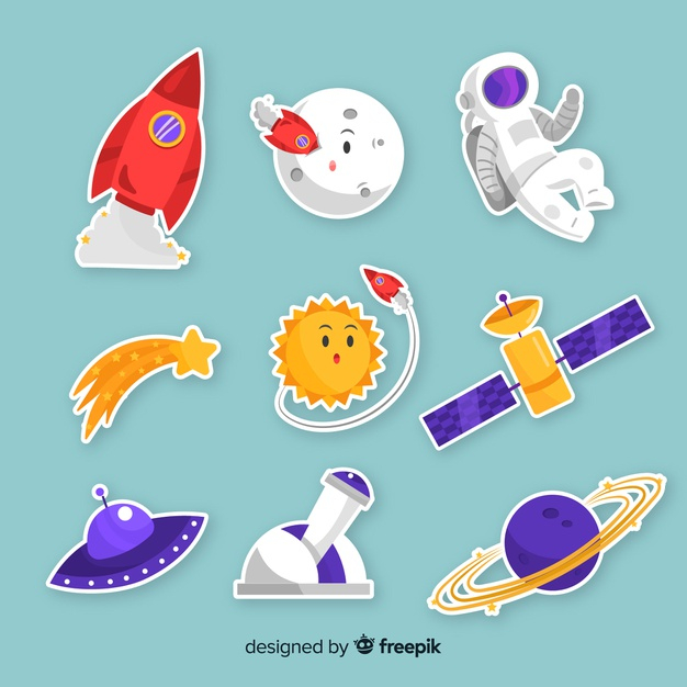 Free: Pack of modern space stickers illustrated Free Vector - nohat.cc