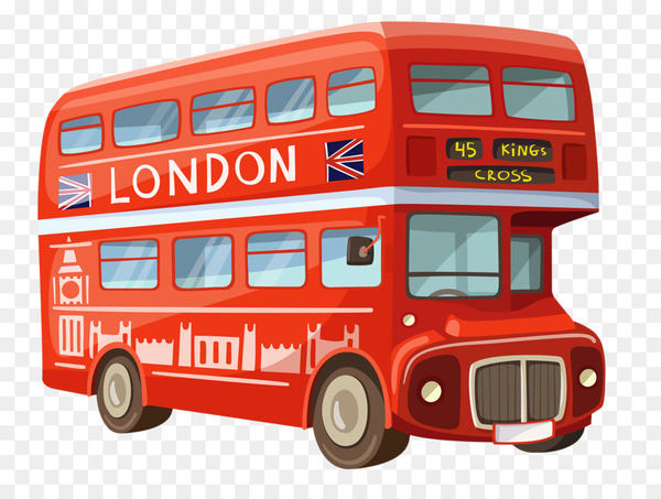 Free: London Double-decker bus Cartoon - Red bus 