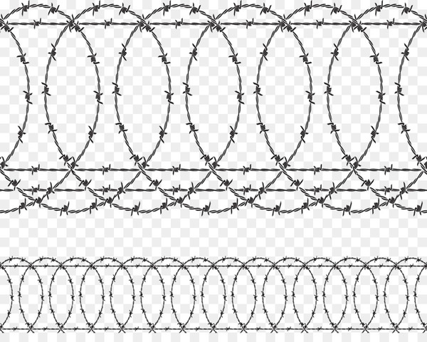 barbed wire,wire,fence,barbed tape,chainlink fencing,material,electricity,perimeter fence,wall,angle,symmetry,area,pattern,outdoor structure,mesh,design,black and white,home fencing,monochrome,line,circle,structure,png