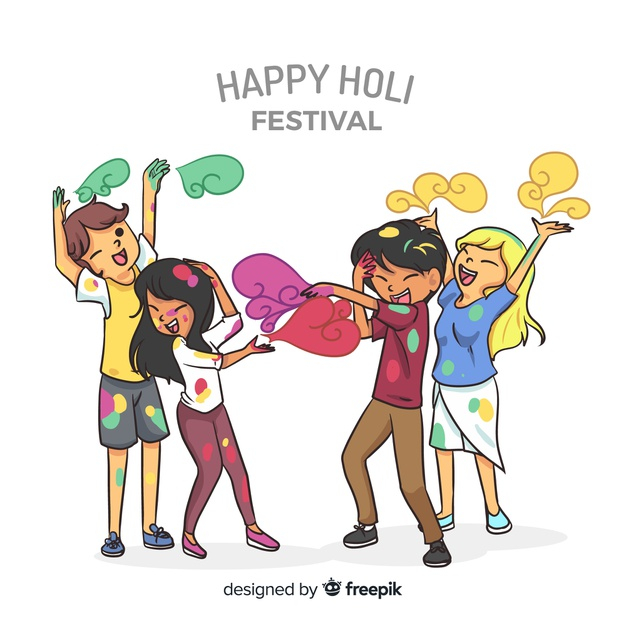 Free: Friends enjoying holi festival background 