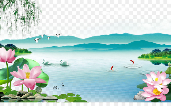 painting,shan shui,wall,download,mural,nelumbo nucifera,ink wash painting,television,3d computer graphics,threedimensional space,computer wallpaper,summer,plant,flora,meadow,nature,spring,ecosystem,sky,leisure,water,water resources,flower,aquatic plant,petal,pond,grass,tourism,landscape,png