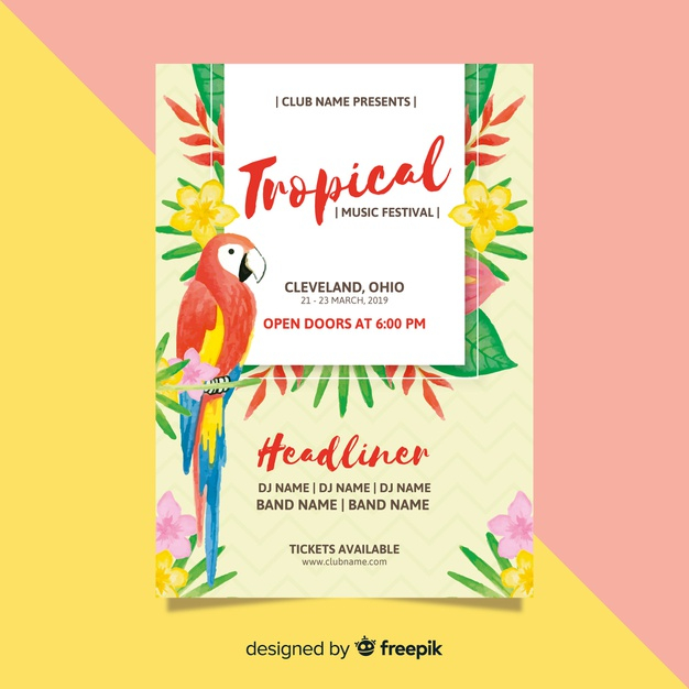 ready to print,act,ready,musical,animal print,tropical flowers,music festival,parrot,blossom,singer,band,print,fun,music poster,jungle,stage,poster template,flat,brochure flyer,flyer template,festival,tropical,celebration,leaves,animal,bird,brochure template,leaf,template,music,floral,poster,flyer,flower,brochure